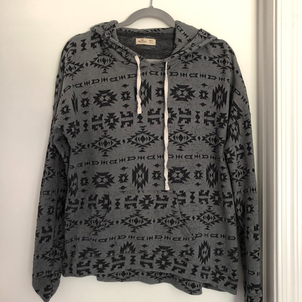 Hollister Gray Tribal Print Hoodie
